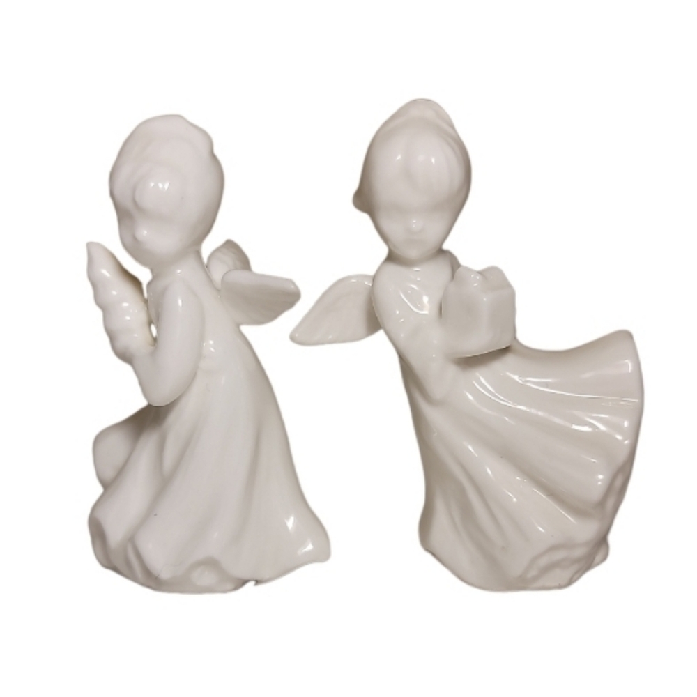 Set of 2 all white gifting angels
